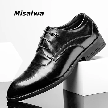 Мъжки Официалната Обувки От естествена Кожа Misalwa, Британски Бизнес Оксфордские Обувки от Естествена Кожа, мъжки Модел обувки