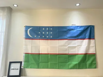 Безплатна доставка Флаг Узбекистан 90*150 см Висококачествен Полиестер Uzb Uzbek национален флаг на Узбекистан