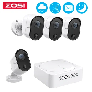 ZOSI 8-канална Система охранителна камера H. 265 + 1080p Мини-Видеонаблюдение на PIR DVR HD 2.0 MP Външна Камера за Видеонаблюдение комплект За Съхранение на SD-карти
