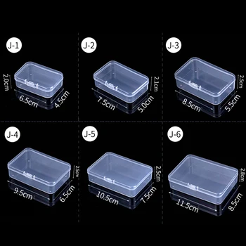 Портативна Пластмасова Кутия Мини Правоъгълни Кутии С Прозрачен Калъф За Съхранение На Бижута Обеци, Пръстени Контейнер Пластмасова Опаковка-Кутия За Съхранение