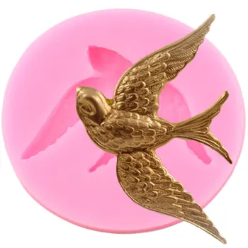3D Птици Силиконова Форма Лястовица Шоколад Форма За празни приказки Cupcake Topper Захар Занаятчийски Инструменти За Украса на Торта, Бонбони Глина, Смола Форма
