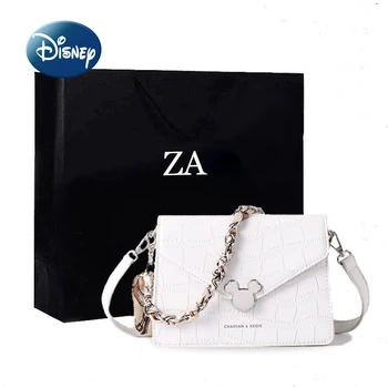 Дисни 2022 Нова Дамска чанта с Мики Маус, Луксозна Марка Модни дамски чанта от Изкуствена Кожа с Високо Качество, Голям Голям Мультяшная Наклонена чанта