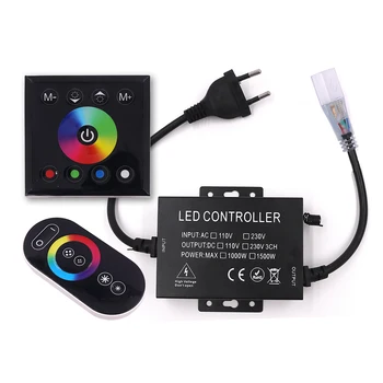 RGB Контролер с RF Пълен Сензорен Пулт за 220 и 110 В тъчпада Стенен Экранный Ключ Димер за Управление за Led Лента Неонова Светлина