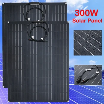 300 W Гъвкави Слънчеви панели, комплект Фотоелектричния Модул за Слънчево Зарядно Устройство за Яхти Къща на Колела Кола Лодка Каравана, 12 v Батерия