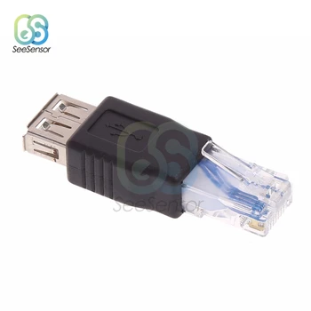 2 бр./лот USB Жена ДО RJ-45 Мъжки Ethernet LAN Мрежов Рутер, Адаптер Конектор