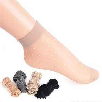 20 броя = 10 чифта Прозрачни Тънки Чорапи, Стръмни Дишащи Летни Стилни, Секси Чорапи, Обикновена Найлонови Чорапи на Точки за жени и момичета