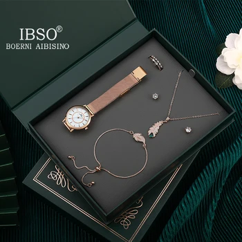 IBSO Дамски Часовници Набор от Зелена Подарък кутия Книгата Изисквания Нови Луксозни Кварцов мъжки Индивидуални Ретро Дизайн Красотата на Съединените Бижута
