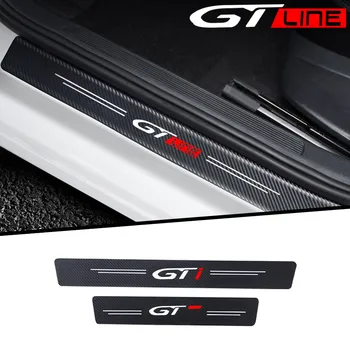 4 бр. автомобили стикер На Вратата от въглеродни влакна текстура пороговая лента За Peugeot GTi GTLINE GT Автоаксесоари