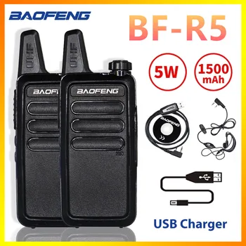 2 бр. Baofeng BF-R5 Мини Преносима Радиостанция USB Бързо Зарядно Устройство BF-C9 Ham CB Радио Портативен Радиоприемник BFR5 преносима радиостанция Двустранно Радио