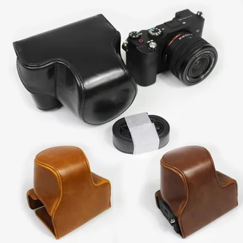 Кожена Защитна чанта за фотоапарат, калъф, каишка 3C за Sony A7C с обектив 28-60 мм