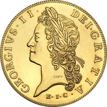 1729 Великобритания 5 пет Guineas Златна монета Джордж II колекционерска стойност Латунная Копирни монета