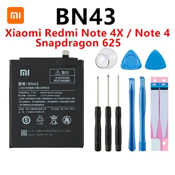 100% Оригинална Батерия BN43 4000 ма За Xiaomi Redmi Note 4X/Note 4 Global Snapdragon 625 висок Клас Батерия BN43 + Безплатни Инструменти