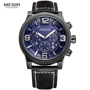 MEGIR нови модни ежедневни кварцови часовници за мъже с голям циферблат водоустойчив ръчен часовник с хронограф relojes безплатна доставка 3010