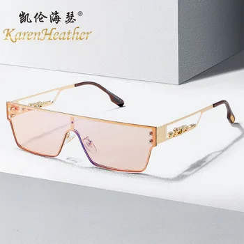 Нови Модни Слънчеви Очила с Украса във вид на 3D Леопард, едно Парче Брендовый Дизайн, Анти-uv UV400, Ежедневни Слънчеви Очила за Възрастни, Жени, Мъже