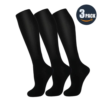 Мъжки и женски компресия чорапи, чорапи за джогинг, футболни чорапи 20-30 мм hg. супена, 3 чифта