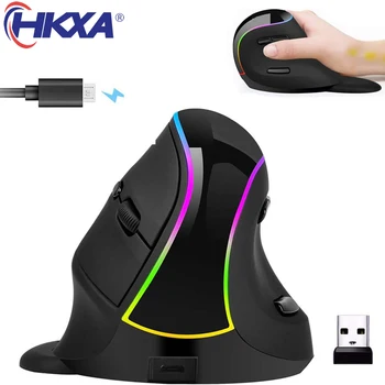 HKXA 2,4 G Безжична Мишка Вертикална Акумулаторна RGB Детска Мишката, за да Геймерского Преносим Компютър 3200 dpi Ергономичен дизайн на Мишката от Сливи-Фокусиране