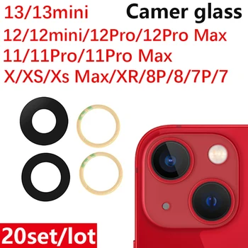 20pcs Стъкло за Камера за iPhone 13 Pro Max 11 12 Mini XS 8 7 Plus Обектив на Задната Камера С Клеевыми Стикери Лепило