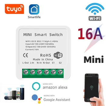 Мини Sasha Wifi Smart Switch Ключ 16A Битова Автоматизация Модул Устройство за Настройка на Времето за Изключване на Гласово Управление От Алекса Google Home